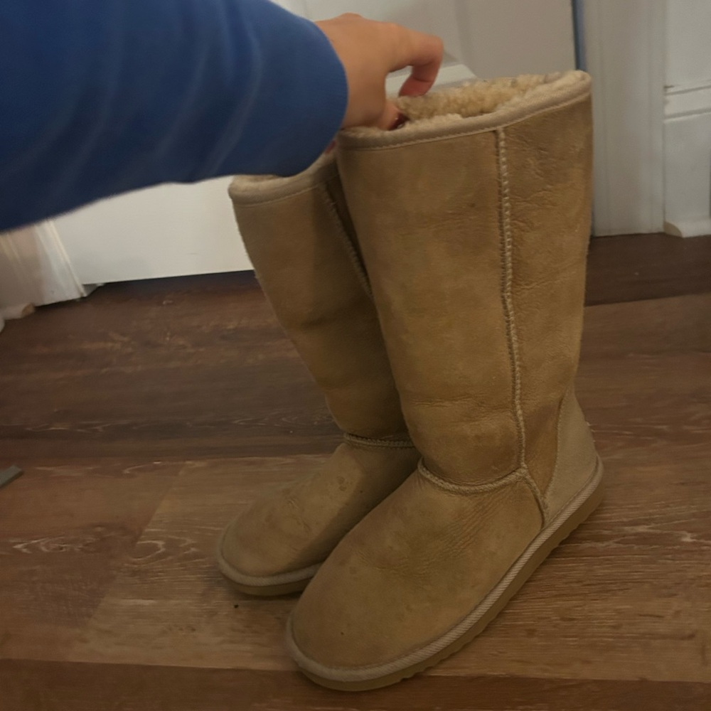 Tan Shearling-Lined UGG Boots